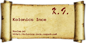 Kolonics Ince névjegykártya